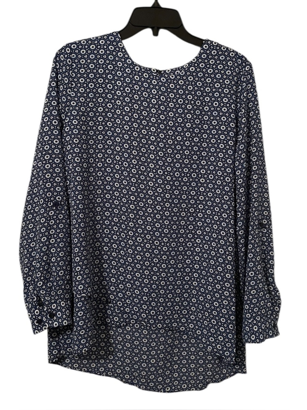 The Limited Women's Blue White Geometric Full Quarter Sleeve Top Petite Size L